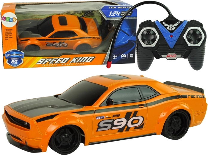 RC sports car 1:24, orange, remote control 27 MHz
