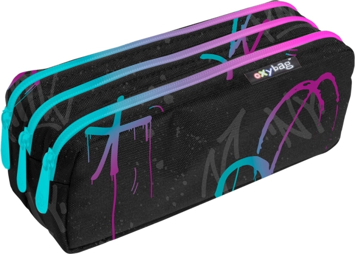 Pencil case pouch with three zippers Graffiti girl