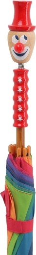 Playful clown handle made of natural wood