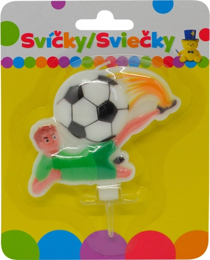 Birthday candle with footballer and holder