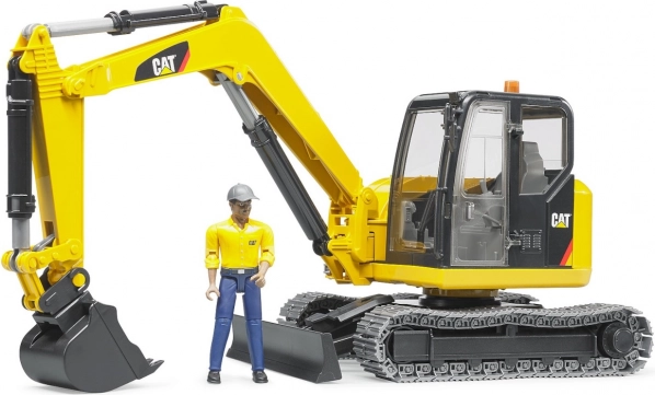 Bruder CAT miniekskavaator koos töömehe figuuriga 1:16