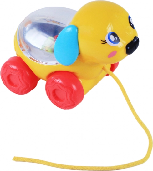 Pull-along dog with colorful balls for little ones