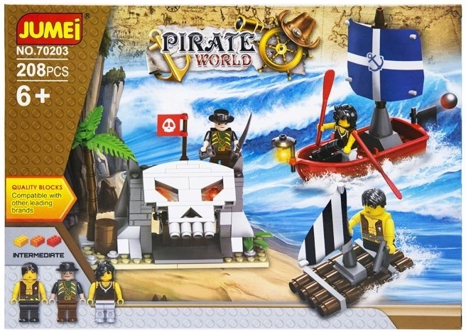 Ehitusklotside komplekt Jumei Pirate World piraadid 208 osa (30 × 21 cm) - 1 tk