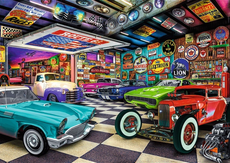 Trefl Puzzle Premium Plus Tea Time: autokollektsionääri garaaž 1000 tükki
