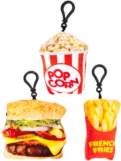 Pehme fast foodi plüüsist ripats klambriga 10 cm – 1 tk