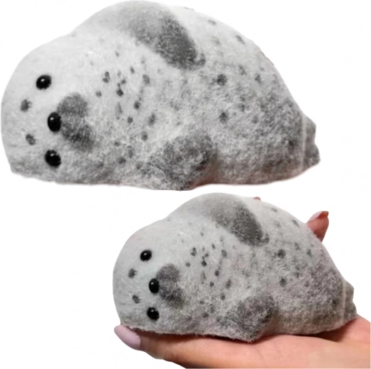 Silikoonist antistressi gniotek-hüljes pehme karvkattega, hall 12 cm