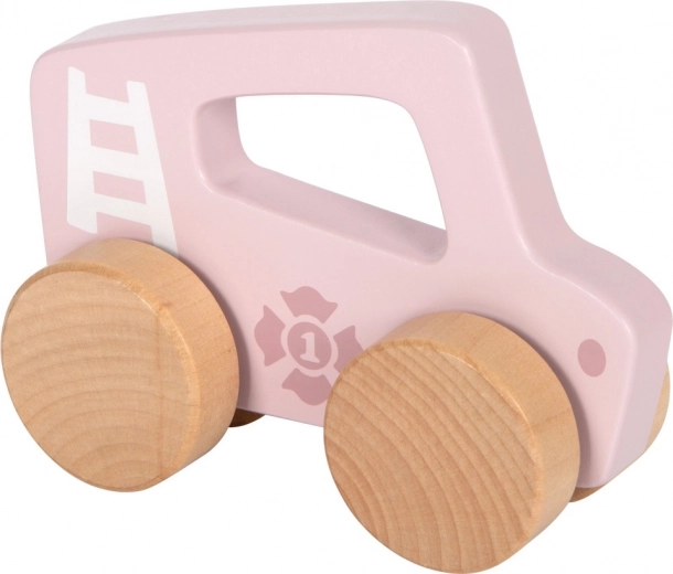 Roosa puidust lükatav auto