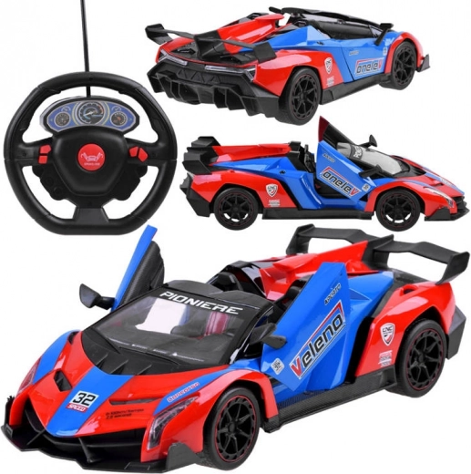 Sportlik RC-auto avatavate ustega ja rooli-kujulise puldiga 27 MHz