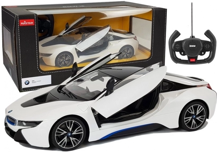 Remote Control Car BMW i8 Rastar 1:14 White with Automatic Doors