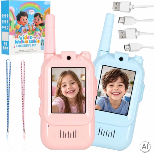 Children's video call walkie-talkies, blue and pink - 2 pcs