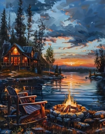 Norimpexi teemantmaal „Laagrituli järve ääres” 30 × 40 cm