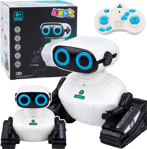 Interactive tracked RC robot with LED eyes and dancing