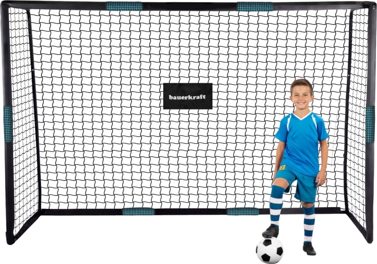 Bauerkrafti metallist jalgpallivärav võrguga 300 × 200 × 120 cm must-sinine