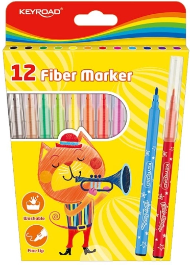 Washable KEYROAD Markers, Set of 12 Colors