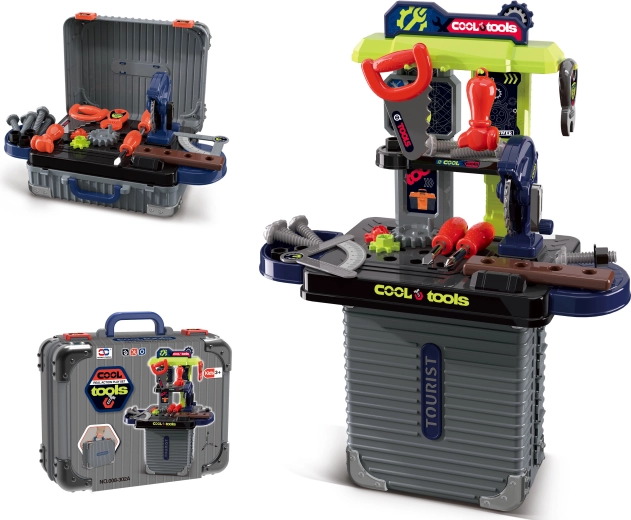 2-in-1 small suitcase and kids' workshop with tools