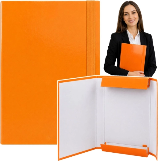 Orange A4 document folder with flaps and elastic band, rigid - 1 piece