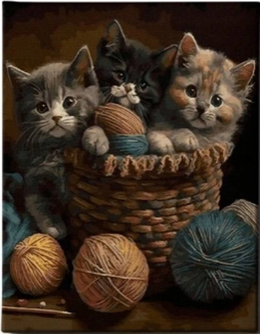Teemantmaalimine Kassipojad korvis 30 × 40 cm
