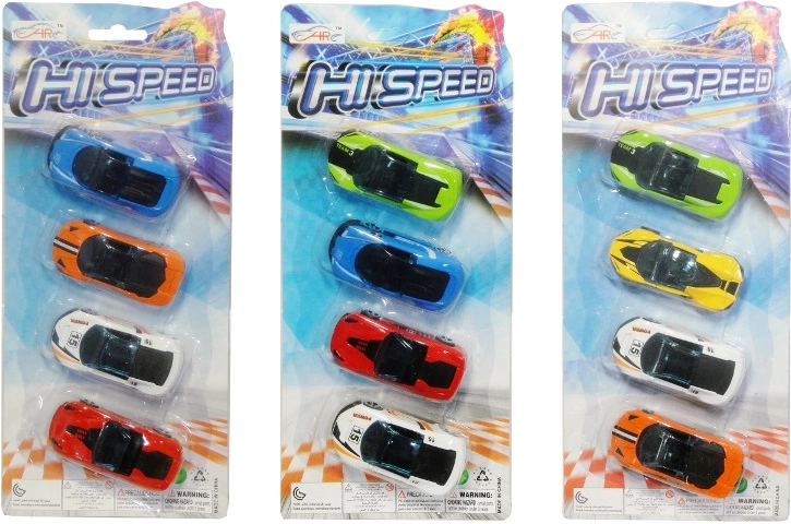 Set of 4 Metal Racing Cars