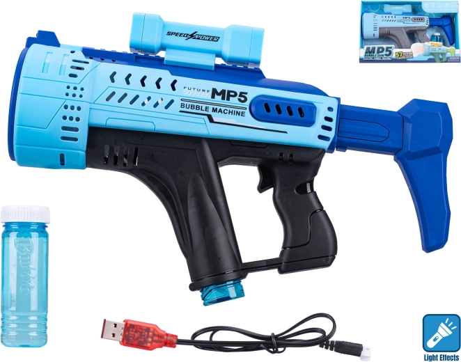 Sinine MP5-kujuline mullipüstol valgusefektiga 44 cm