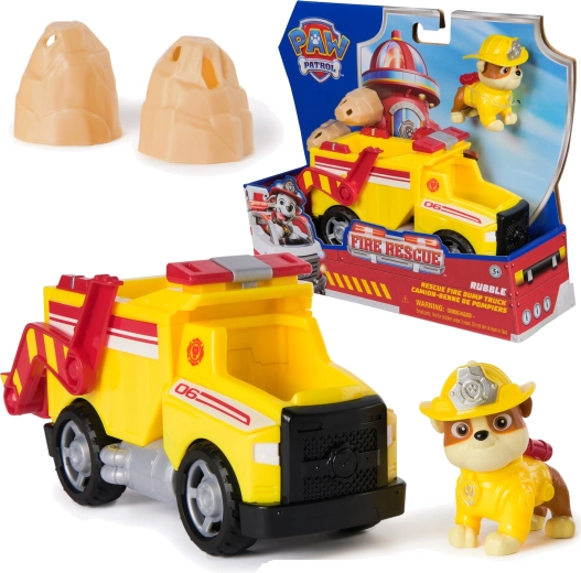 Paw Patrol Fire Rescue – päästekallur Rubble’i figuuri ja tarvikutega