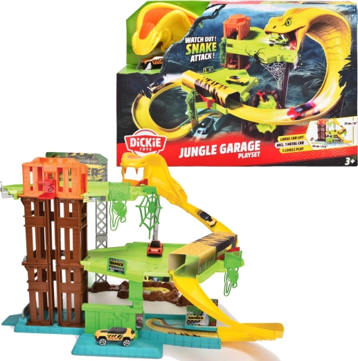 Dickie Toys mao rünnak 3-tasemeline džungel – võidusõidurada tõsteplatvormi ja autoga