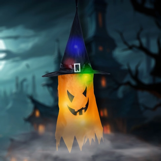 Yellow Halloween Hanging LED Ghost Decoration