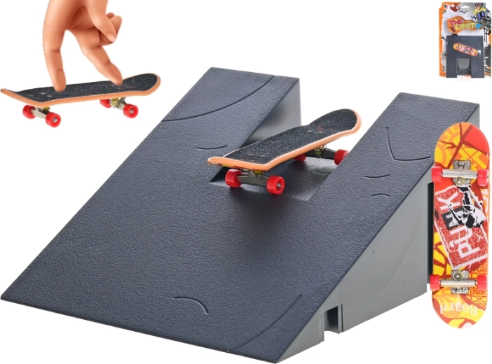 9.5 cm Finger Skateboard with Ramp – Metal and Plastic Set for Kids