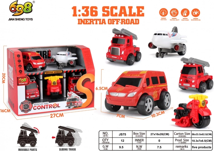 Set of Firefighting Vehicles 1:36