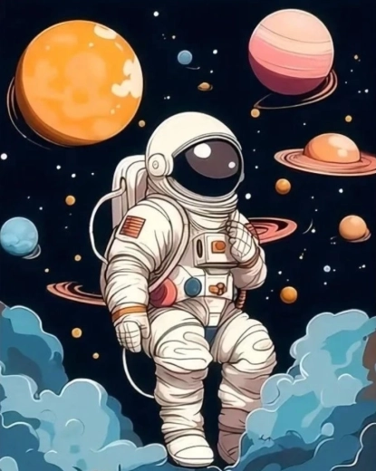 Teemantmaal astronaut 30 × 40 cm