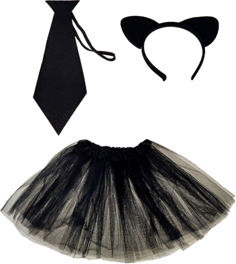 Carnival set black kitty with skirt, headband and tie