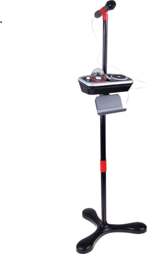 Karaoke microphone on an adjustable stand