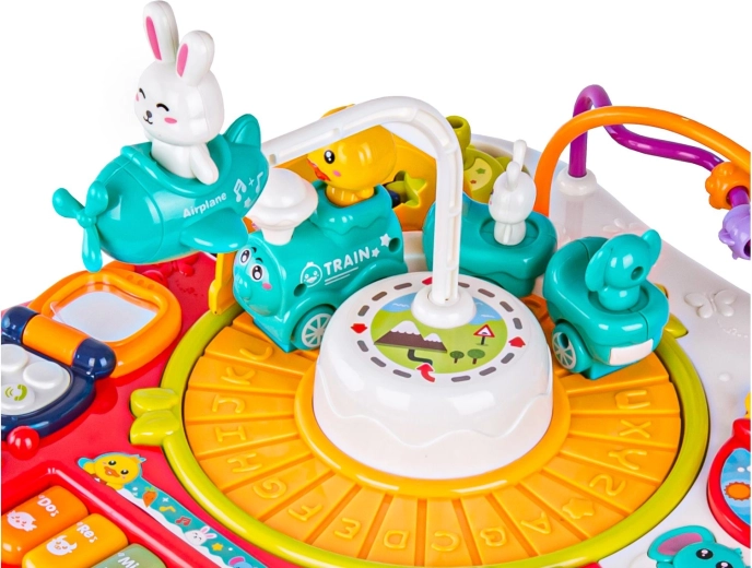 Interactive train, gears and sliding elements