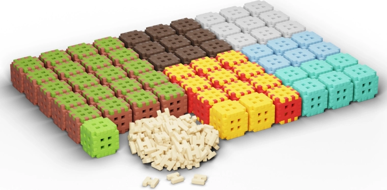 502 pieces and 124 connectors for large 3D builds