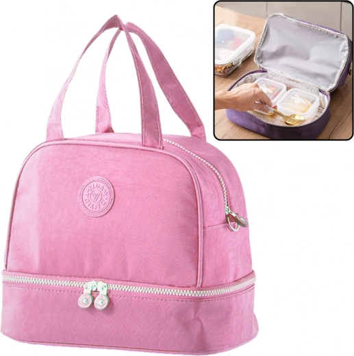 Insulated Pink Lunch Bag with Adjustable Strap 27cm