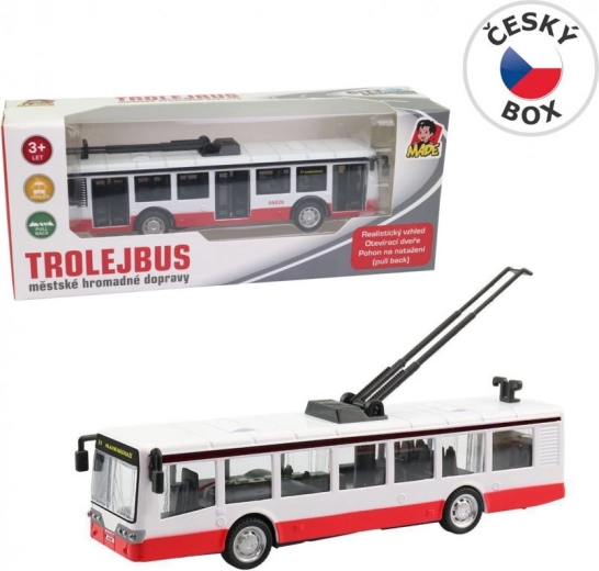 Metal trolleybus with pull-back action 16 cm
