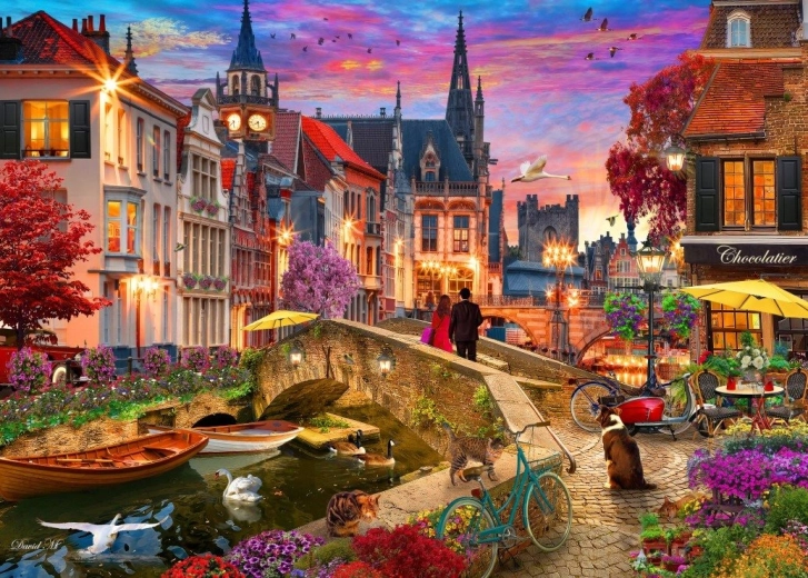 Puzzle Evening by the Water Canal 1000 Pieces