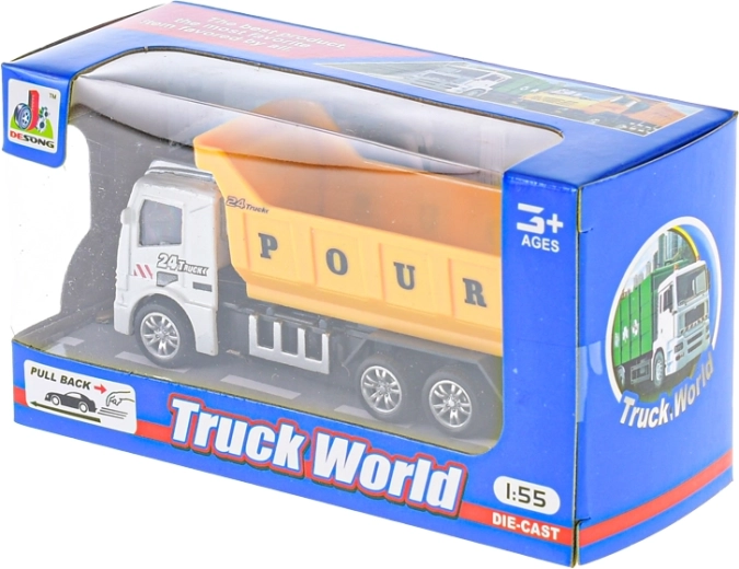 Dump truck with pull-back drive