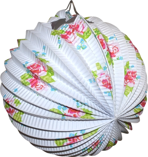 White Lantern Ball with Floral Pattern 25 cm