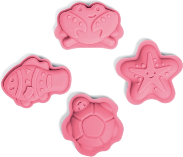 Bigjigs Toys silikoonist liivavormid – roosad mereteemalised kujundid