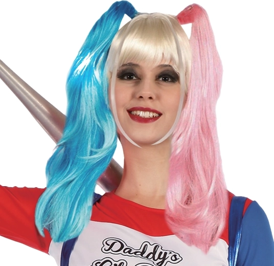 Kids' Harley Quinn Wig – black-red carnival wig