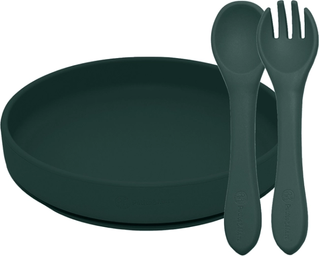 Petite&Mars silicone feeding set Take&Match (plate + cutlery) desert sand 6m+