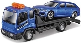 Bburago Street Fire platvormiga puksiirauto ja Audi A6 Avant 1:43