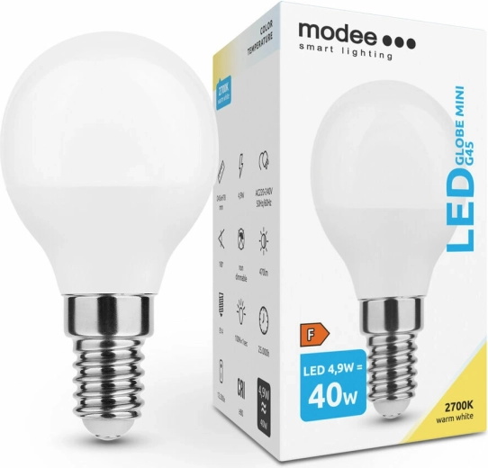 Modee Smart Lighting LED-lamp Globe Mini G45 4,9 W E14, 470 lm, soe valge