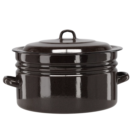 Enamelled Pot 25 l, Diameter 40 cm, Brown with Lid