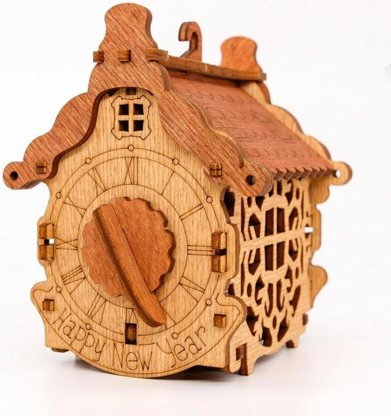 Wooden puzzle gift box happy new year