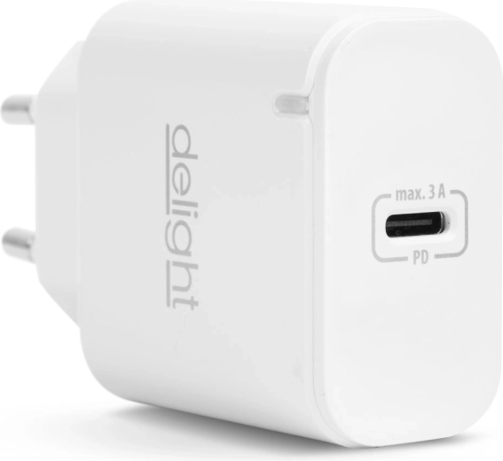 Võrgutoitega USB-C laadija kiire laadimisega PD 20 W, valge
