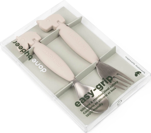 Done by Deer children's spoon and fork set Easy-grip Deer friends sand