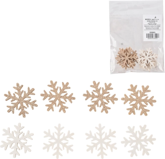Puust lumehelbed valge/pruun 4 cm, 8 tk