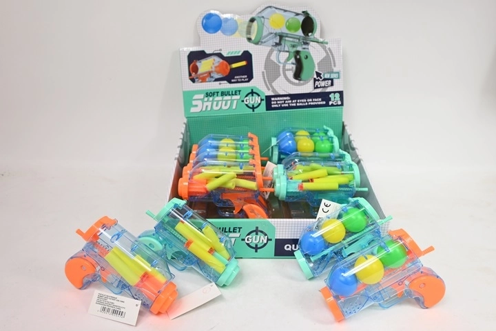 Laste tulistamispüstol vahtnoolede ja -pallide jaoks (komplekt 12 tk mürske)