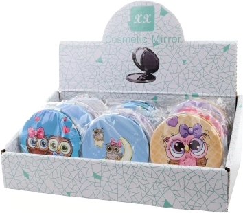 Pocket mirror with owls